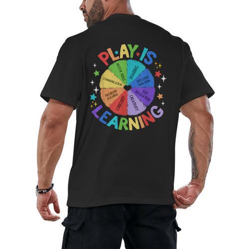 Play Is Learning Teacher Kindergarten For Men Women Kids Men's Back Print T-Shirt - teacherstshirts.com UK