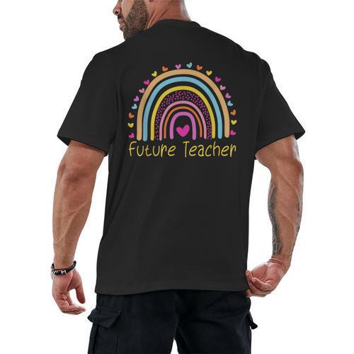 Pre-K Preschool Kindergarten Future Teacher Rainbow Men's Back Print T-Shirt - teacherstshirts.com CA