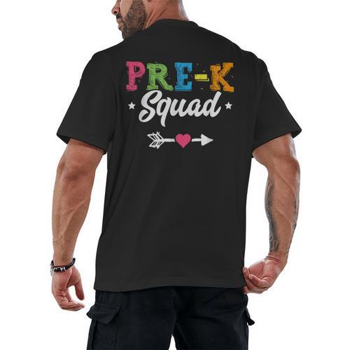 Pre-K Squad Teacher Student Kids Preschool Back To School Men's Back Print T-Shirt - teacherstshirts.com UK