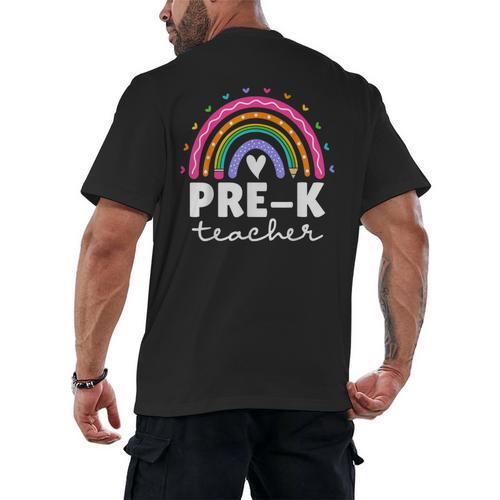 Pre-K Teacher Cute Pre Kindergarten For Teachers Rainbow For Men Women Kids Men's Back Print T-Shirt - teacherstshirts.com AU