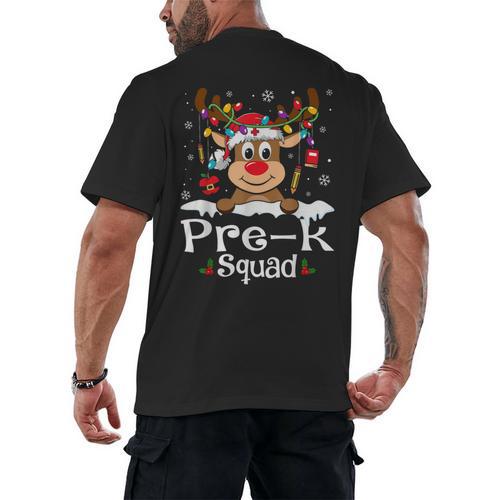 Pre-k Teacher Squad Reindeer Teacher Christmas Men's Back Print T-Shirt - teacherstshirts.com