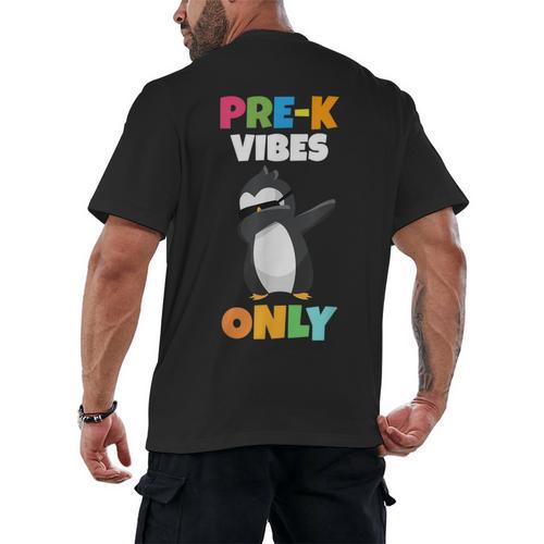 Pre-K Vibes Only Penguin Teachers Kids Back To School Men's Back Print T-Shirt - teacherstshirts.com