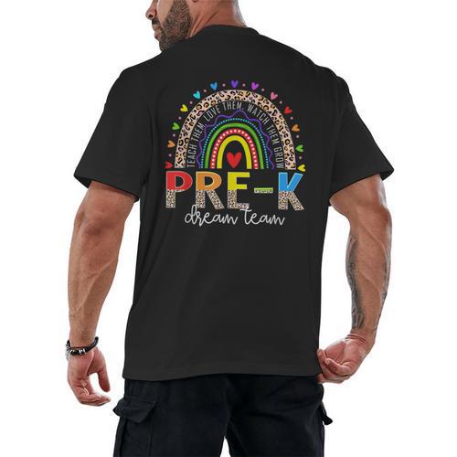 PreK Dream Team Leopard Rainbow Teacher Squad Back To School Men's Back Print T-Shirt - teacherstshirts.com
