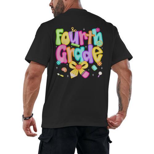 Preppy Fourth Grade Back To School 4th Grade Teacher Girls Men's Back Print T-Shirt - teacherstshirts.com