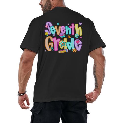 Preppy Seventh Grade Back To School 7th Grade Teachers Girls Men's Back Print T-Shirt - teacherstshirts.com UK