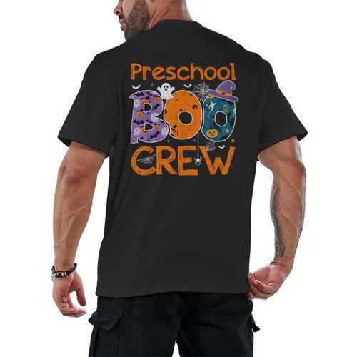 Preschool Boo Crew Preschool Halloween Teacher Kids Men's Back Print T-Shirt - teacherstshirts.com AU
