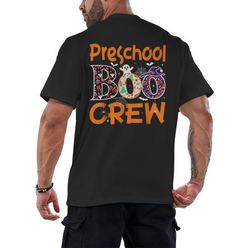 Preschool Boo Crew Preschool Halloween Teacher Men's Back Print T-Shirt - teacherstshirts.com DE
