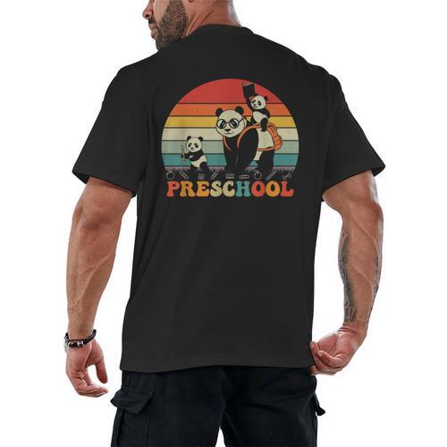 Preschool Panda Back To School Teacher Student Men's Back Print T-Shirt - teacherstshirts.com AU