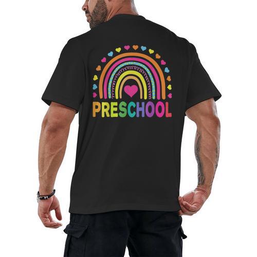 Preschool Rainbow Girls Boys Kids Teacher Back To School Men's Back Print T-Shirt - teacherstshirts.com