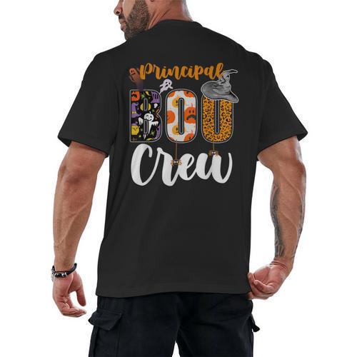 Principal Boo Crew Ghost Halloween Teachers School Matching Men's Back Print T-Shirt - teacherstshirts.com AU