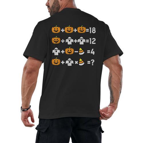 Pumpkin Ghost Equation Math Teacher Halloween Costume Men's Back Print T-Shirt - teacherstshirts.com