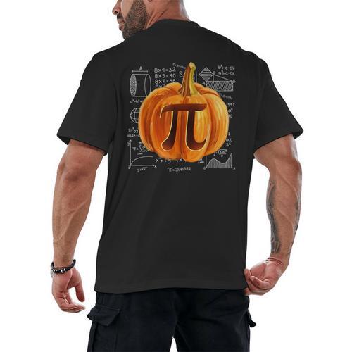 Pumpkin Pie Halloween Thanksgiving Math Teacher Pi Day Men's Back Print T-Shirt - teacherstshirts.com AU