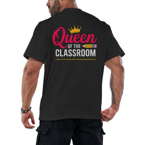 Queen Of The Classroom Teacher Men's Back Print T-Shirt - teacherstshirts.com AU