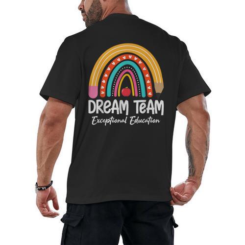 Rainbow Pencil Dream Exceptional Education Team SPED Teacher Men's Back Print T-Shirt - teacherstshirts.com