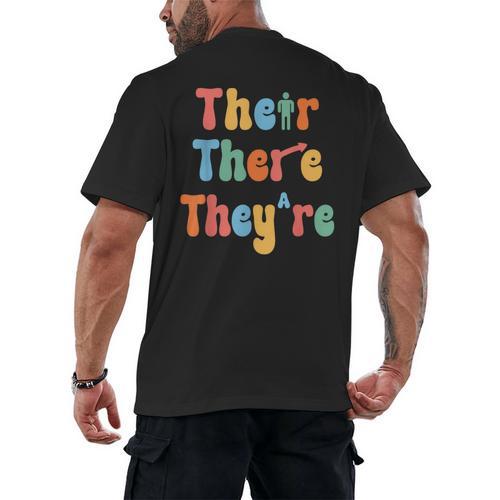 There Their They'Re English Class Grammar Joke Teacher Men's Back Print T-Shirt - teacherstshirts.com DE