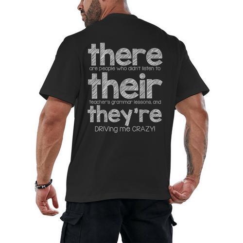 There Their They'Re English Grammar Teacher Humor Men's Back Print T-Shirt - teacherstshirts.com DE
