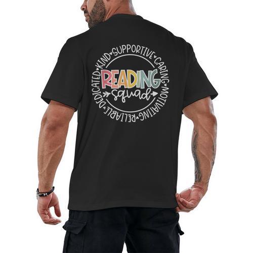 Reading Squad Teacher Reader Librarian Interventionist Team Men's Back Print T-Shirt - teacherstshirts.com