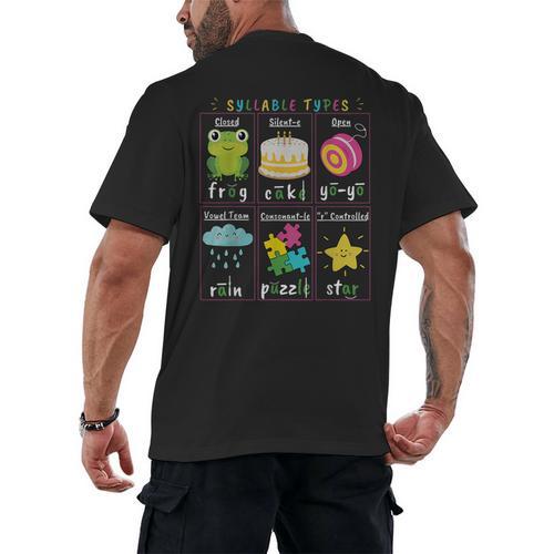 Reading Teacher Syllable Types Phonics Phonemic Awareness Men's Back Print T-Shirt - teacherstshirts.com AU