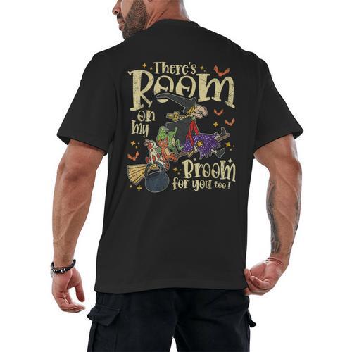 There's Room On My Broom For You Too Teacher Halloween Men's Back Print T-Shirt - teacherstshirts.com AU