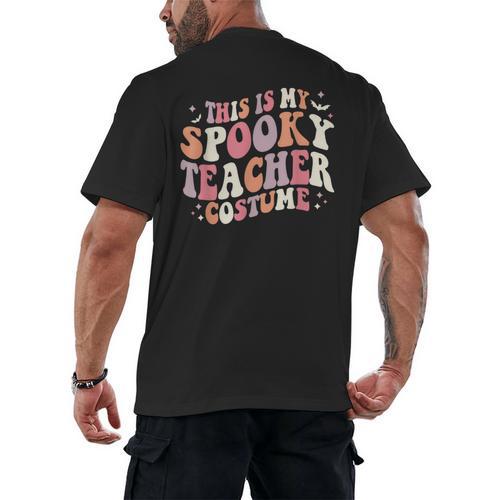 Retro Halloween This Is My Spooky School Teacher Costume Men's Back Print T-Shirt - teacherstshirts.com
