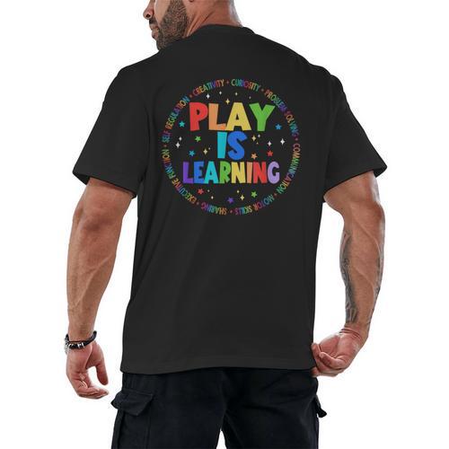 Retro Play Is Learning Teacher Back To School Men's Back Print T-Shirt - teacherstshirts.com CA