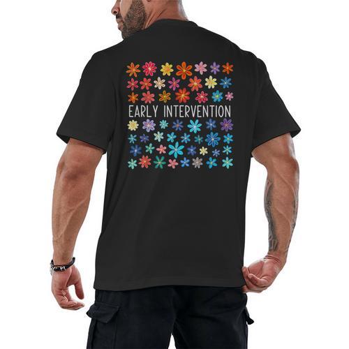 Retro Wildflower Early Intervention Teacher Interventionist Men's Back Print T-Shirt - teacherstshirts.com CA