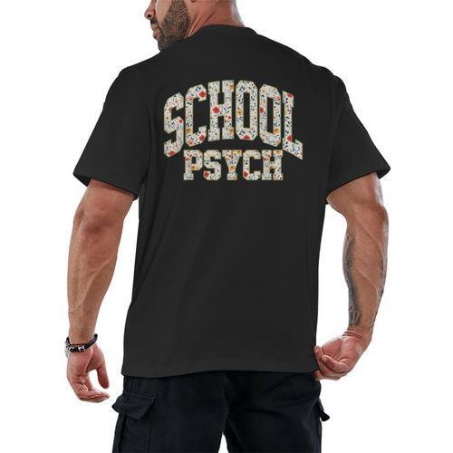 Retro Wildflower School Psych Teacher School Psychologist Men's Back Print T-Shirt - teacherstshirts.com AU