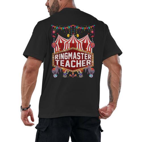 Ringmaster Teacher Costume – Carnival Birthday Style Men's Back Print T-Shirt - teacherstshirts.com