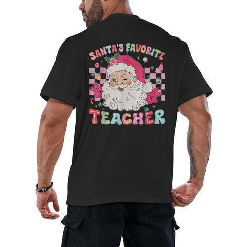 Santa Favorite Teacher Shirt Teacher Christmas Men's Back Print T-Shirt - teacherstshirts.com AU