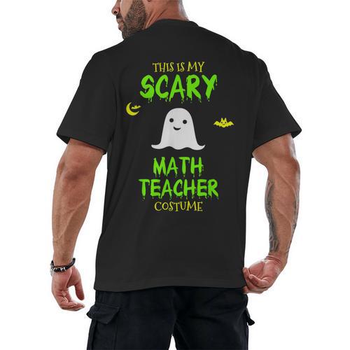Scary Math Teacher Costume Halloween Lazy Easy Christmas Men's Back Print T-Shirt - teacherstshirts.com AU