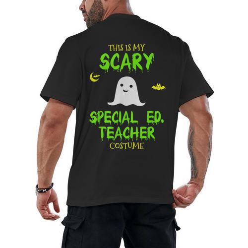 Scary Special Education Ed Teacher Costume Halloween Easy Men's Back Print T-Shirt - teacherstshirts.com DE