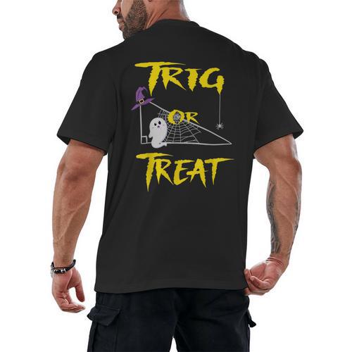 School Math Teacher Halloween 2022 Trig Or Treat Shirt Men's Back Print T-Shirt - teacherstshirts.com UK