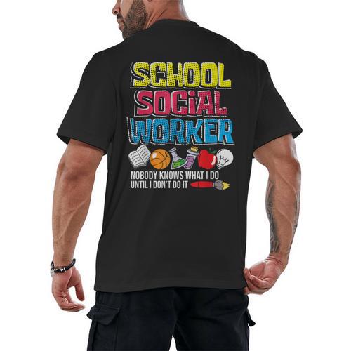 School Social Worker Teacher Caseworker Public Servant LSW Men's Back Print T-Shirt - teacherstshirts.com AU