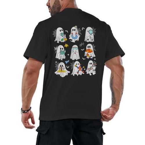 Science Teacher Ghost Laboratory Halloween Teacher Men's Back Print T-Shirt - teacherstshirts.com AU
