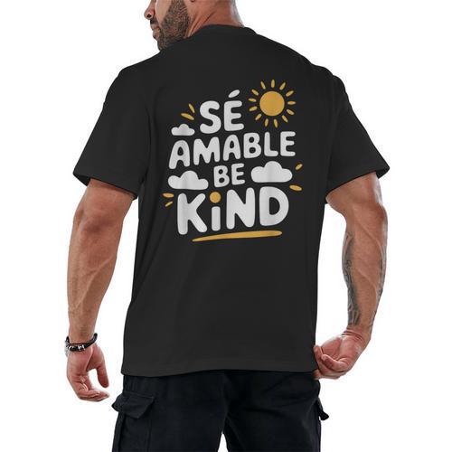 SÉ AMABLE Be Kind Bilingual Teacher Maestra Spanish Teacher Men's Back Print T-Shirt - teacherstshirts.com AU