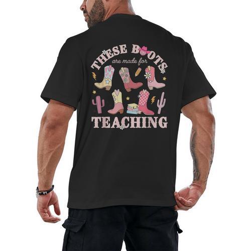 These Boots Are Made For Teaching Western Cowgirl Teacher Men's Back Print T-Shirt - teacherstshirts.com CA