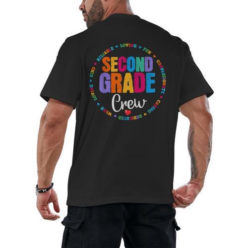 Second Grade Crew 2nd Back To School Teacher Team Squad Men's Back Print T-Shirt - teacherstshirts.com