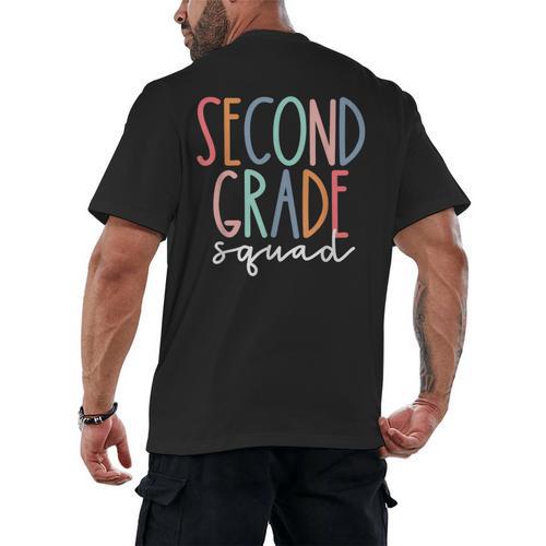 Second Grade Squad 2nd Grade Teacher Women Back To School Men's Back Print T-Shirt - teacherstshirts.com UK