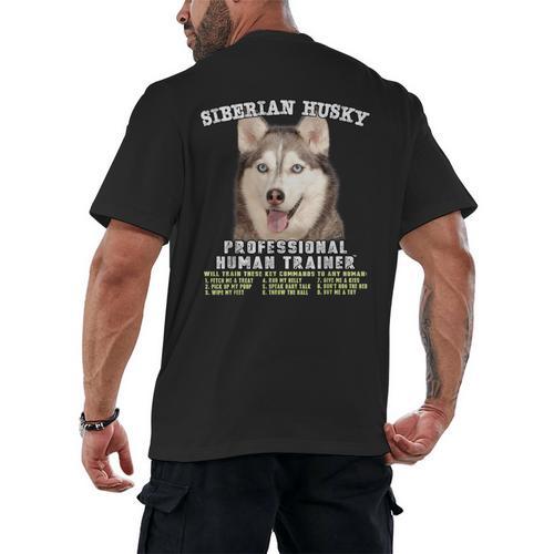 Siberian Husky Professional Human Trainer Men's Back Print T-Shirt - Bostonterriersmerch.com