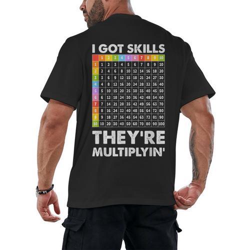I Got Skills They'Re Multiplying Nerd Math Teacher Men's Back Print T-Shirt - teacherstshirts.com