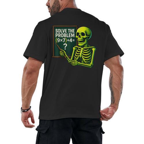 Solve The Problem Skeleton Teacher Halloween Math Six Seven Men's Back Print T-Shirt - teacherstshirts.com CA
