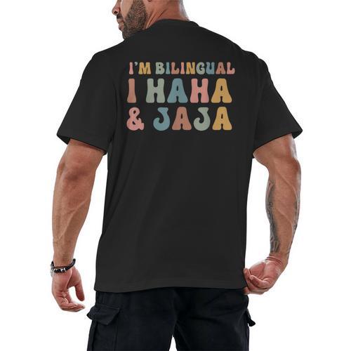 Spanish Teacher Groovy I'm Bilingual I Haha And Jaja Men's Back Print T-Shirt - teacherstshirts.com UK