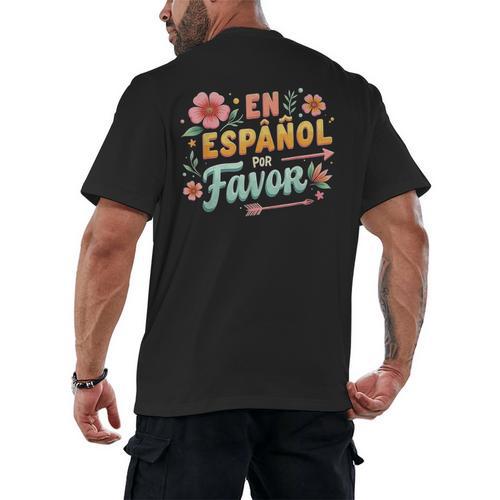 Spanish Teacher Maestra Dimelo En Espanol Por Favor Men's Back Print T-Shirt - teacherstshirts.com