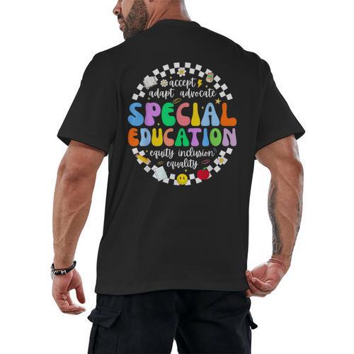 Special Education Teacher SPED Squad Team Kids Men Groovy Men's Back Print T-Shirt - teacherstshirts.com