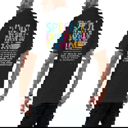 Special Education Team Definition Retro Ed Team Crew Teacher Men&#x27;s Back Print T-Shirt - teacherstshirts.com