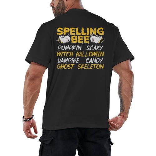 Spelling Bee Costume For a Halloween Teacher Pun Women Men's Back Print T-Shirt - teacherstshirts.com