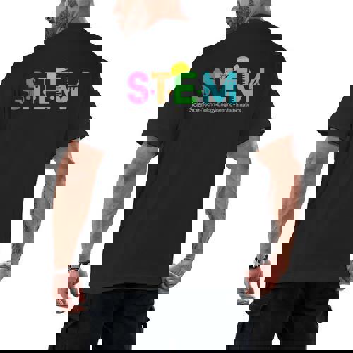 STEM Science Technology Engineering Math Teacher Men&#x27;s Back Print T-Shirt - teacherstshirts.com