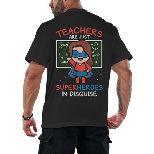 Super Hero Teacher Superheroes In Disguise Men's Back Print T-Shirt - teacherstshirts.com