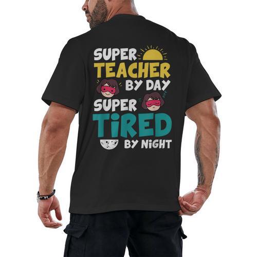 Super Hero Teacher Superheroes Men's Back Print T-Shirt - teacherstshirts.com AU