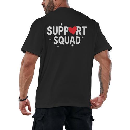 Support Squad Cute Heart Supportive Teacher Team Member Men's Back Print T-Shirt - teacherstshirts.com CA